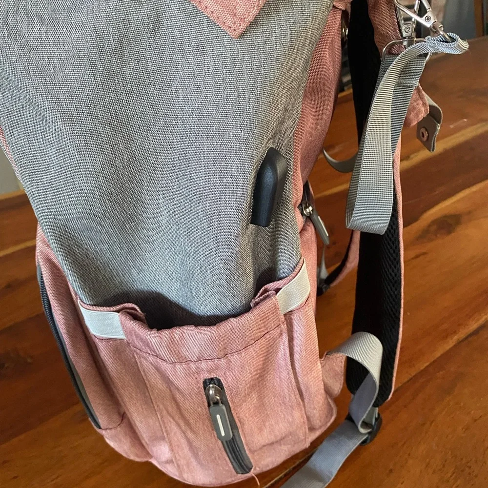 Upsimples Gray and‎ Pink Backpack diaper bag perfect condition